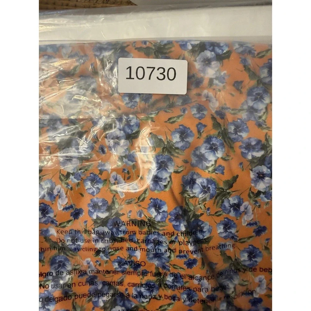 1764 Polo Shirt Mens M Orange All over Floral Print Golf Performance Stretch